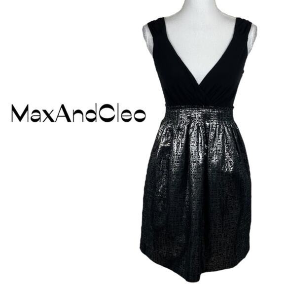 Max And Cleo Black & Metallic Silver WhimsiGoth BabyDoll Chic Dress NWOT Size 2 - Picture 2 of 13